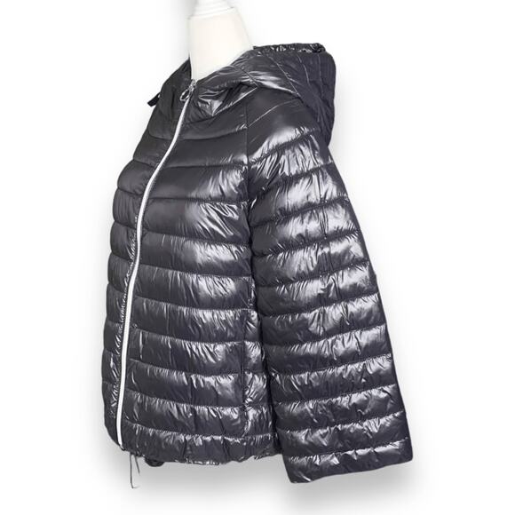 BCBGGeneration Black Hooded Packable Quilted Puffer Jacket Small Lightweight - Picture 7 of 11